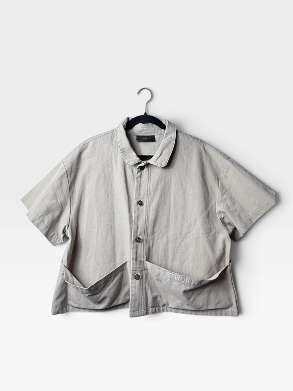 SAALT Studio Cargo Overshirt Mens Size Large Tan Duck Cotton (P) - Picture 3 of 11
